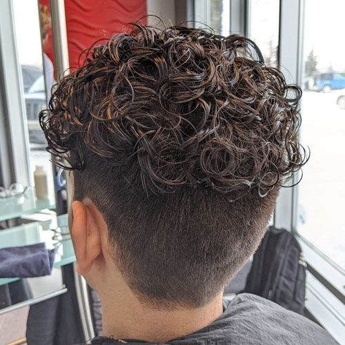 curly perm with fade