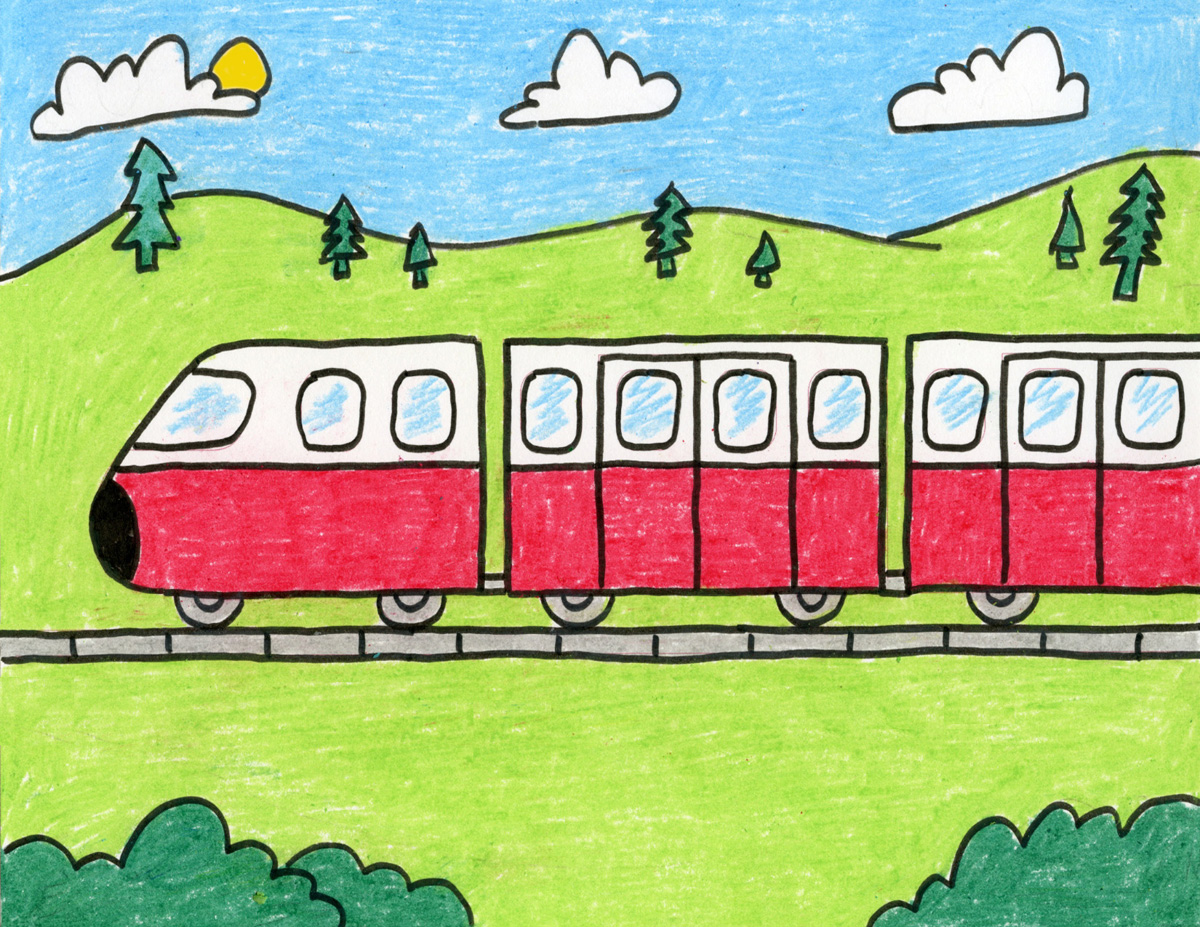 easy simple train drawing