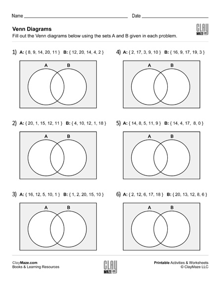 venn diagrams worksheet