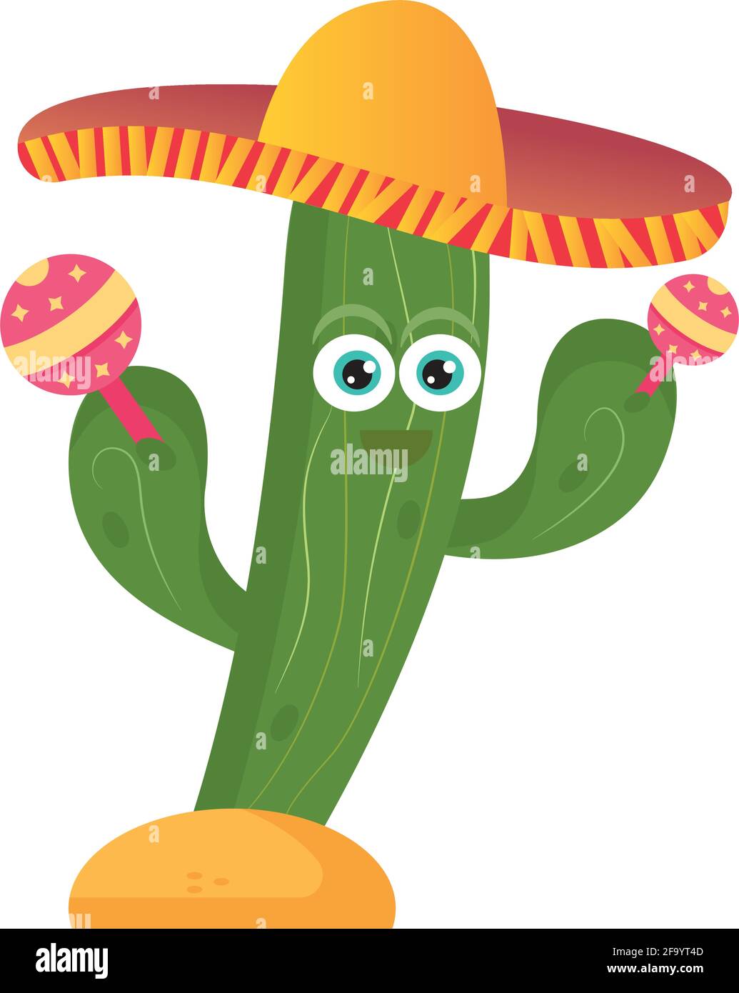 cactus con sombrero mexicano