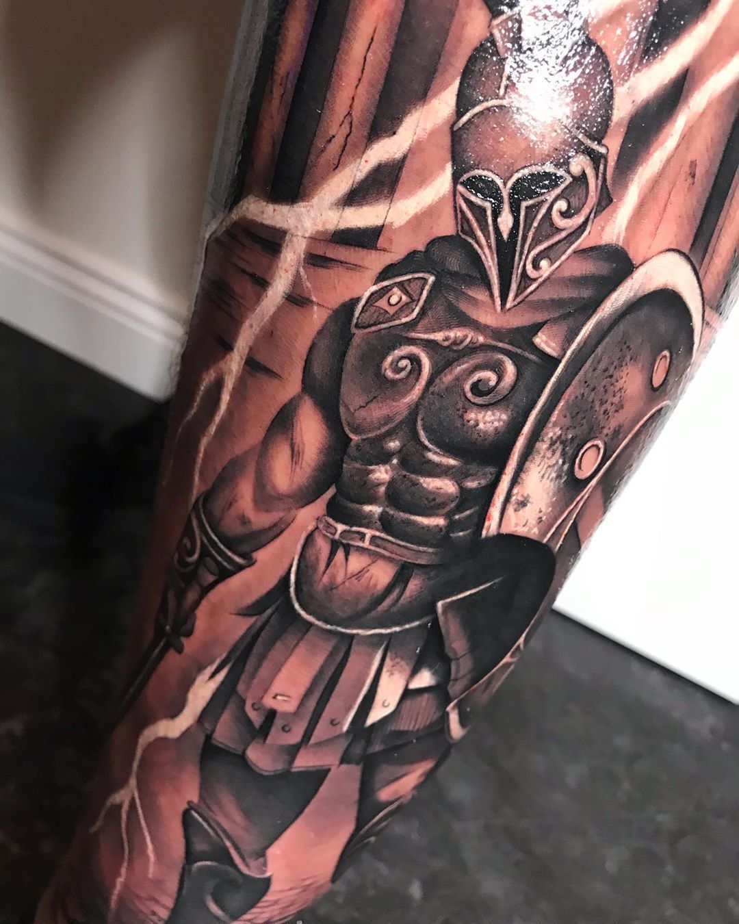 warrior tattoo leg