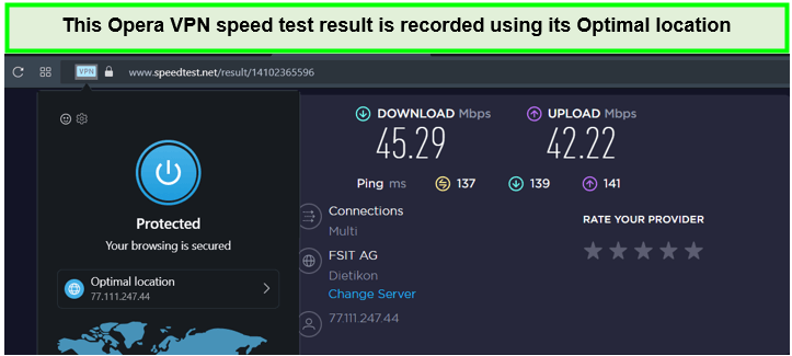 opera vpn speed