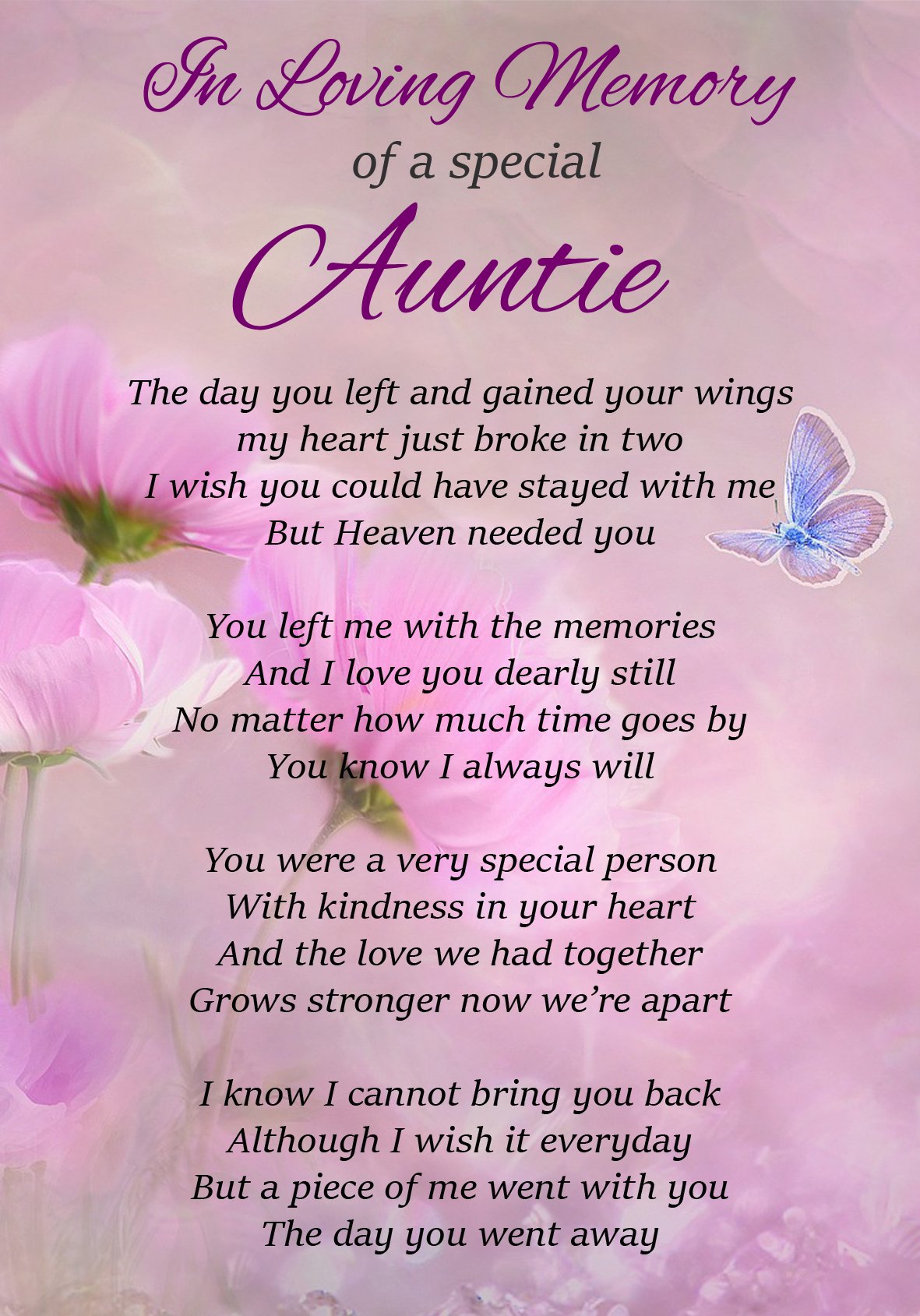 aunt poems for funerals