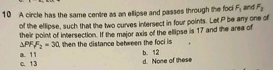 a circle has the same centre as an ellipse