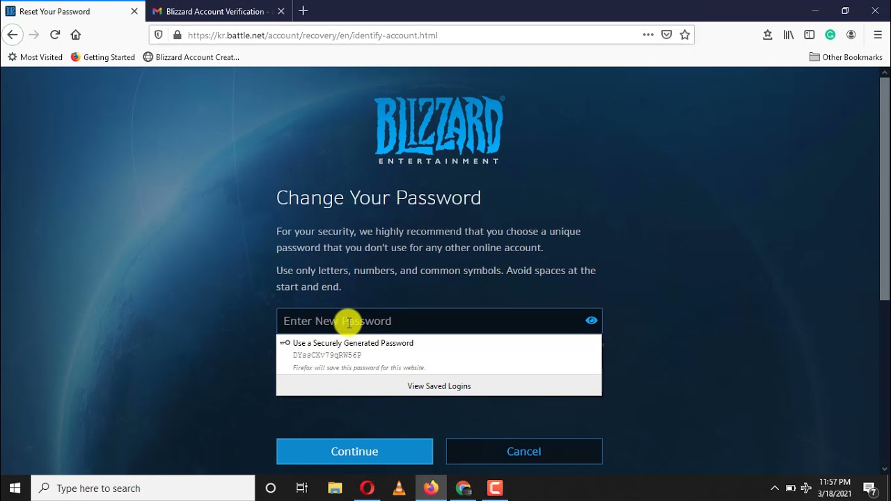 battle net change password