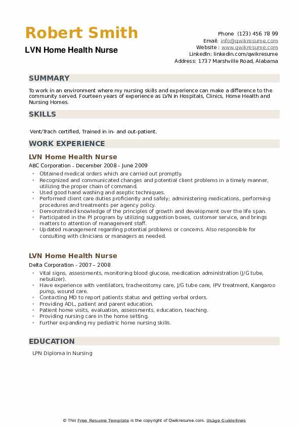 home health lvn