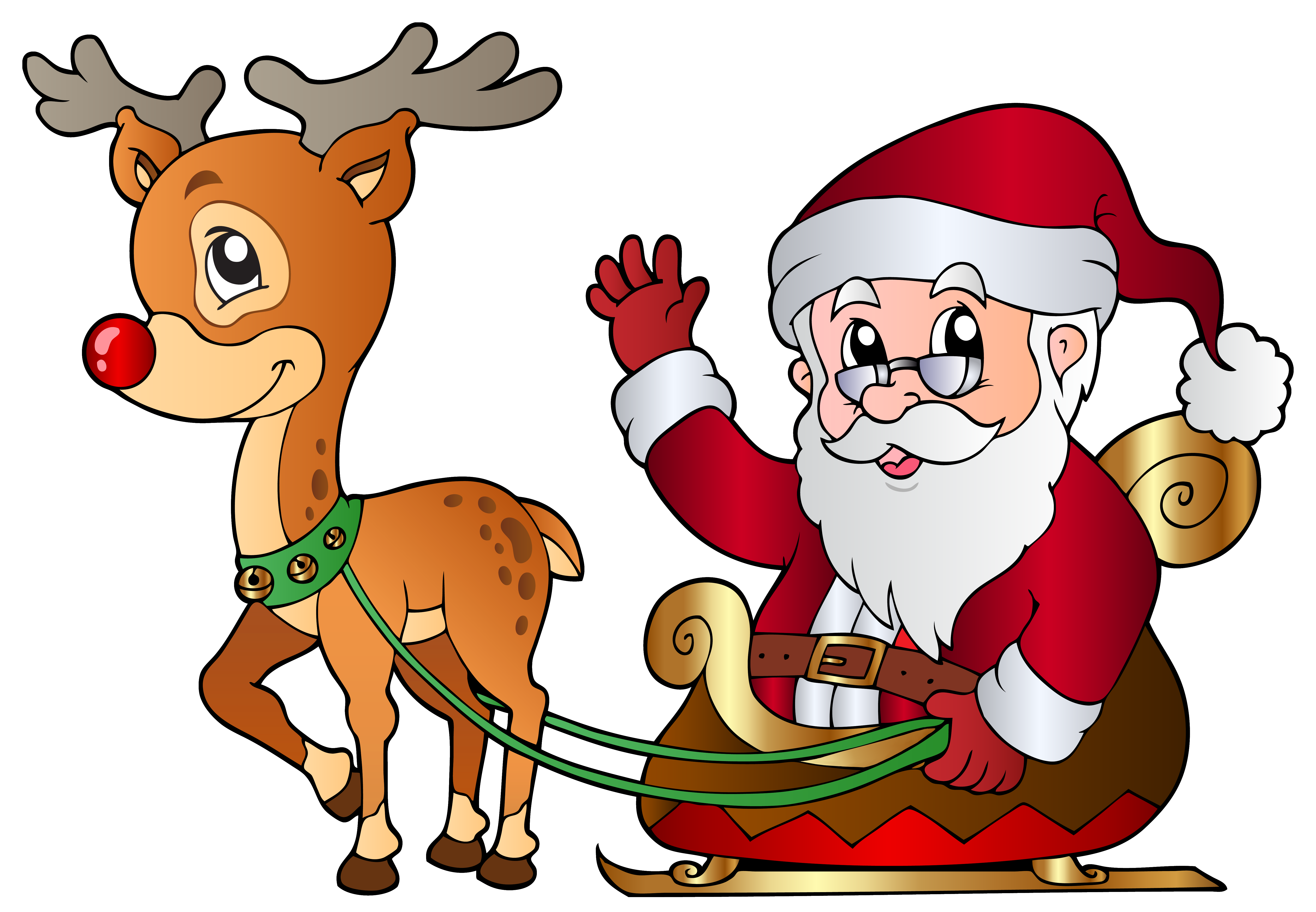 rudolph and santa clipart