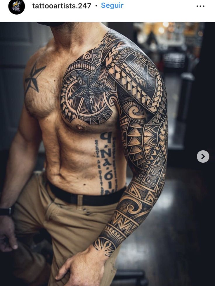 tattoo on arm and chest