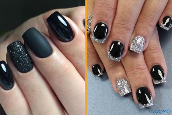 modelos de uñas en negro