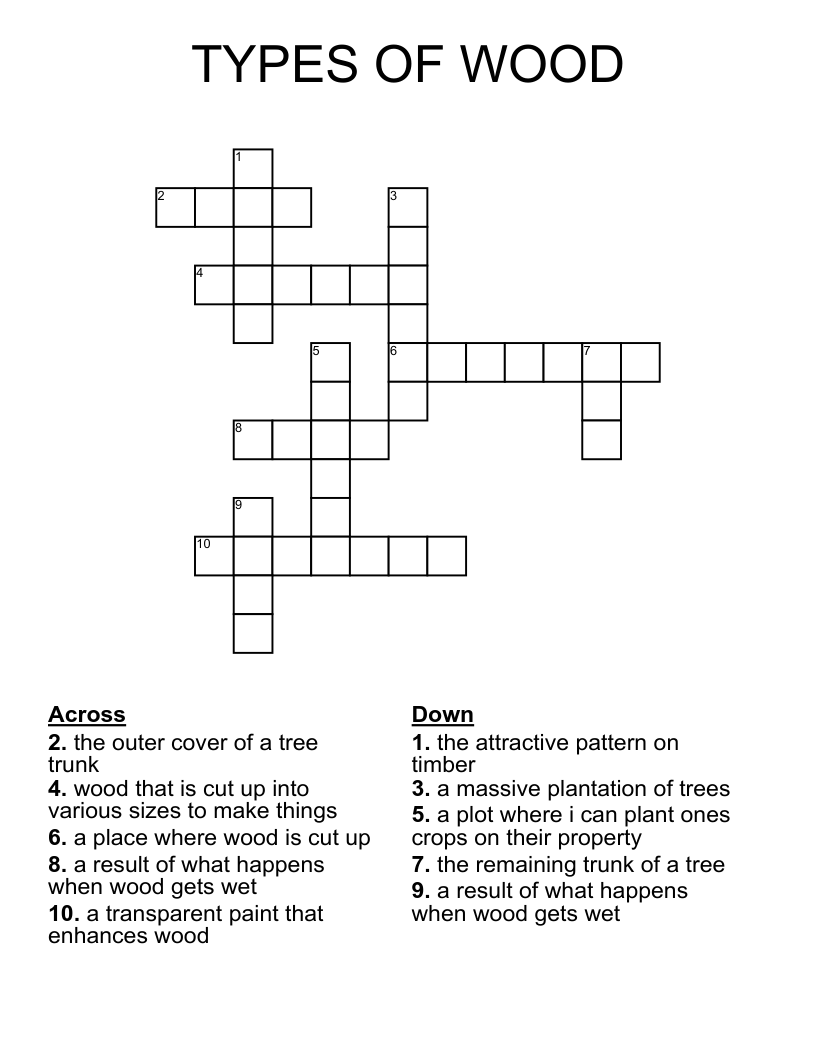 made of wood crossword clue