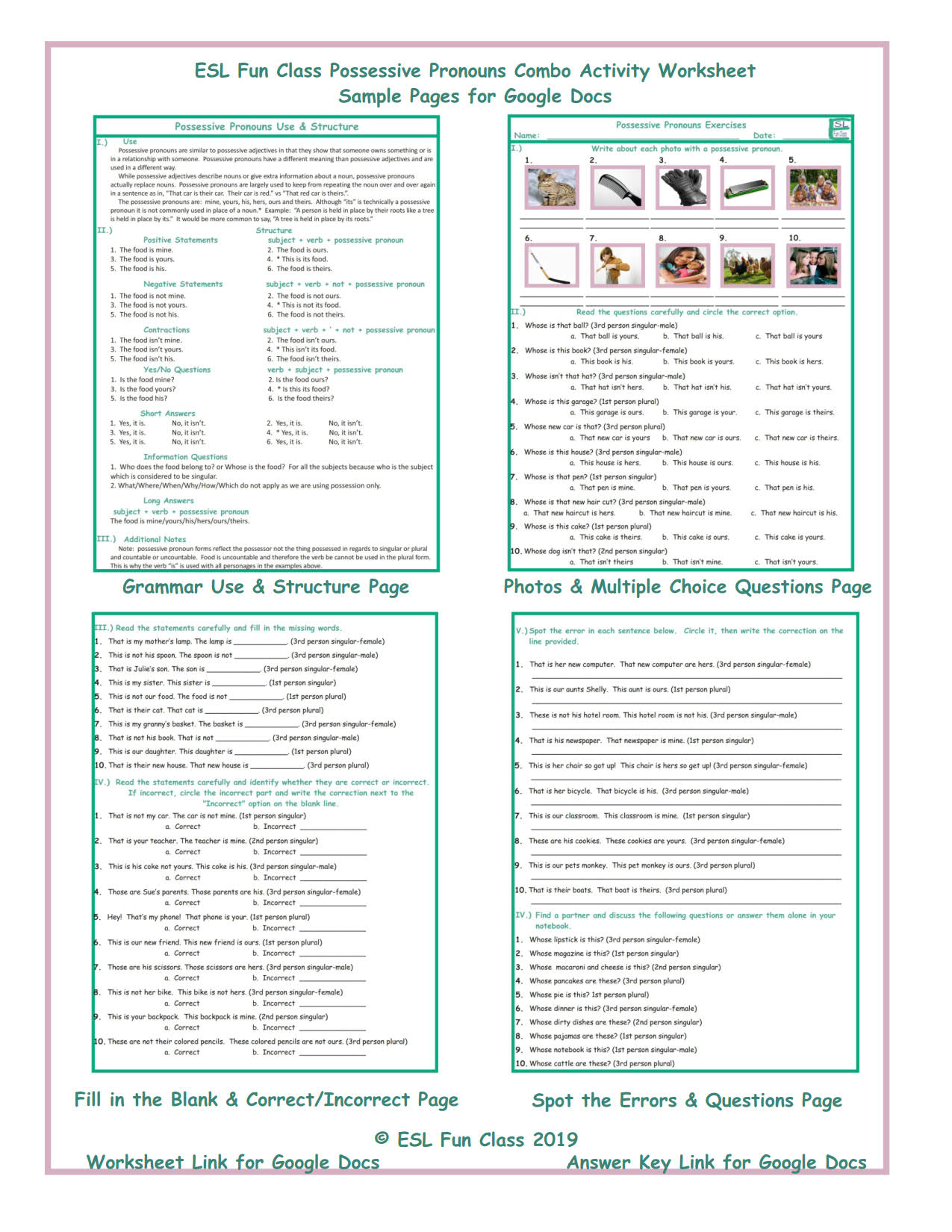 possessive pronouns exercises doc