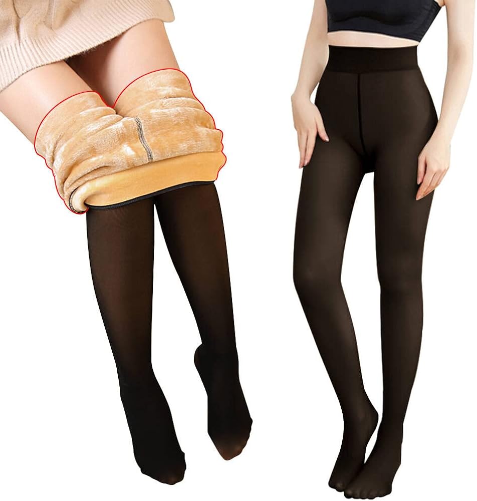 fake translucent fleece tights