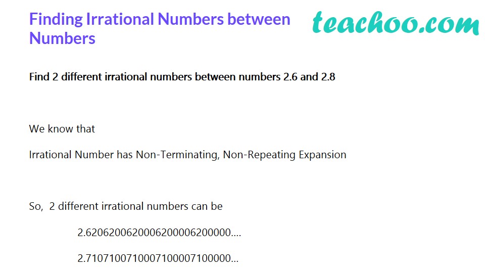 how to find irrational number between two numbers