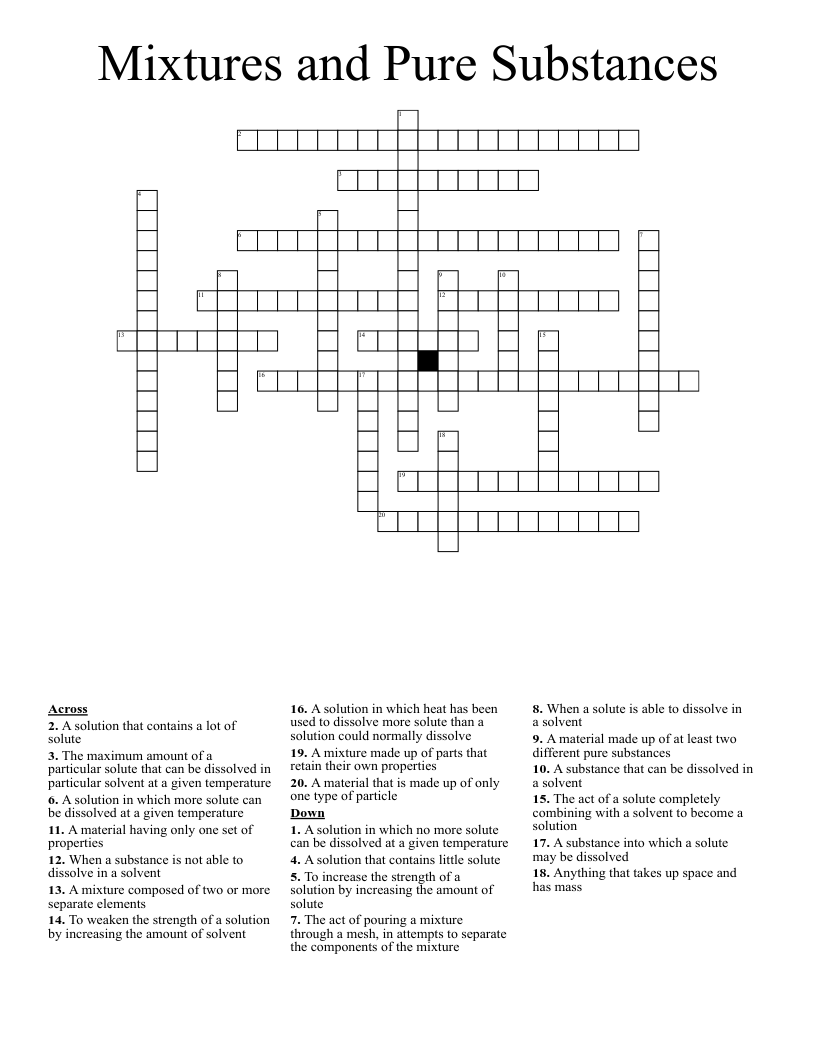 crossword clue pure