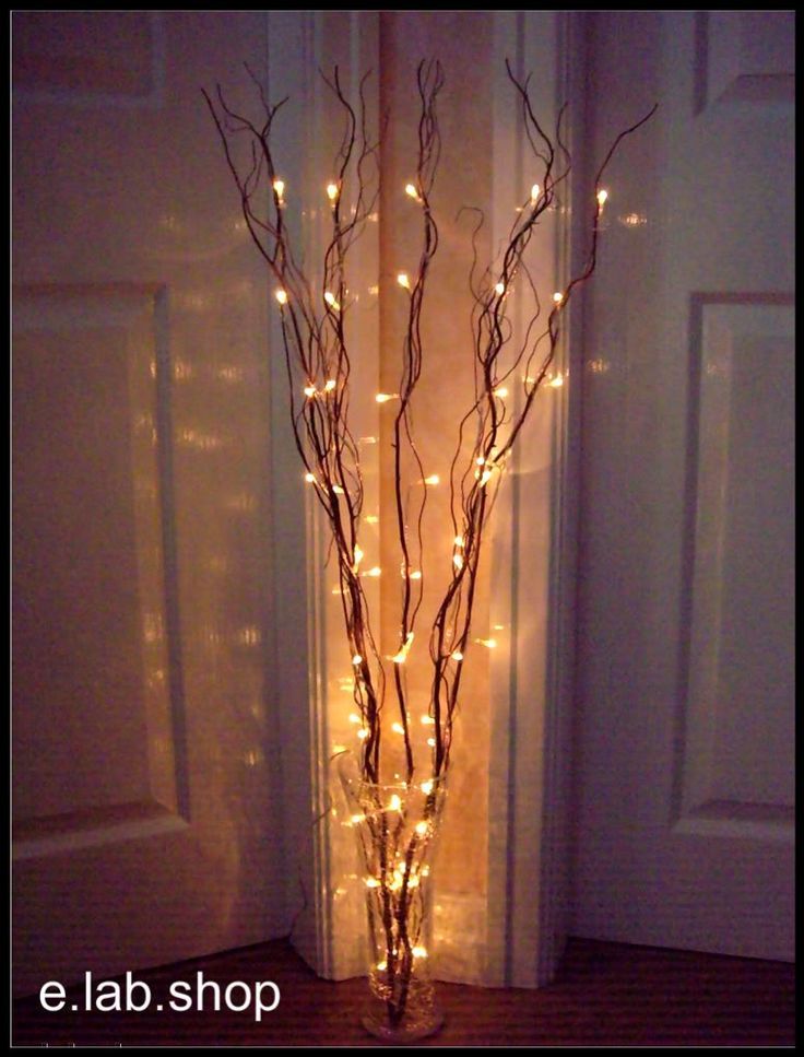vase with twig lights