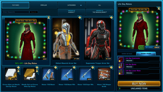 swtor cartel market daily sale