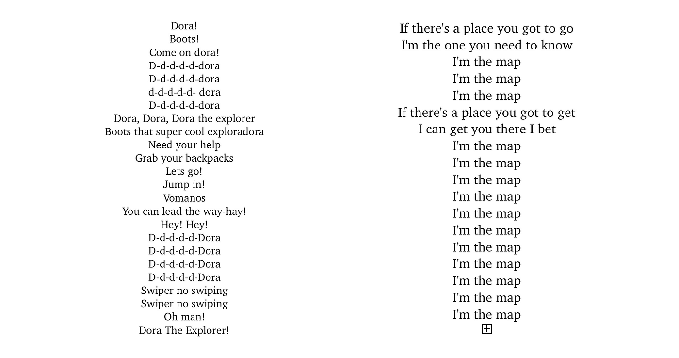 dora the explorer lyrics