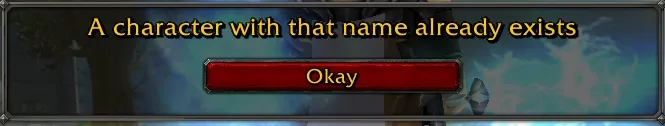 a character with that name already exists dragonflight