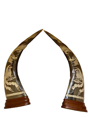 carved buffalo horns