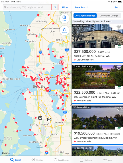 homes for sale map