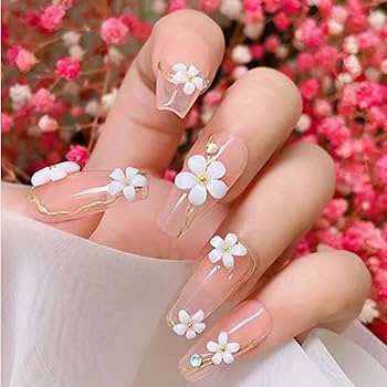 diseños de uñas con flores 3d