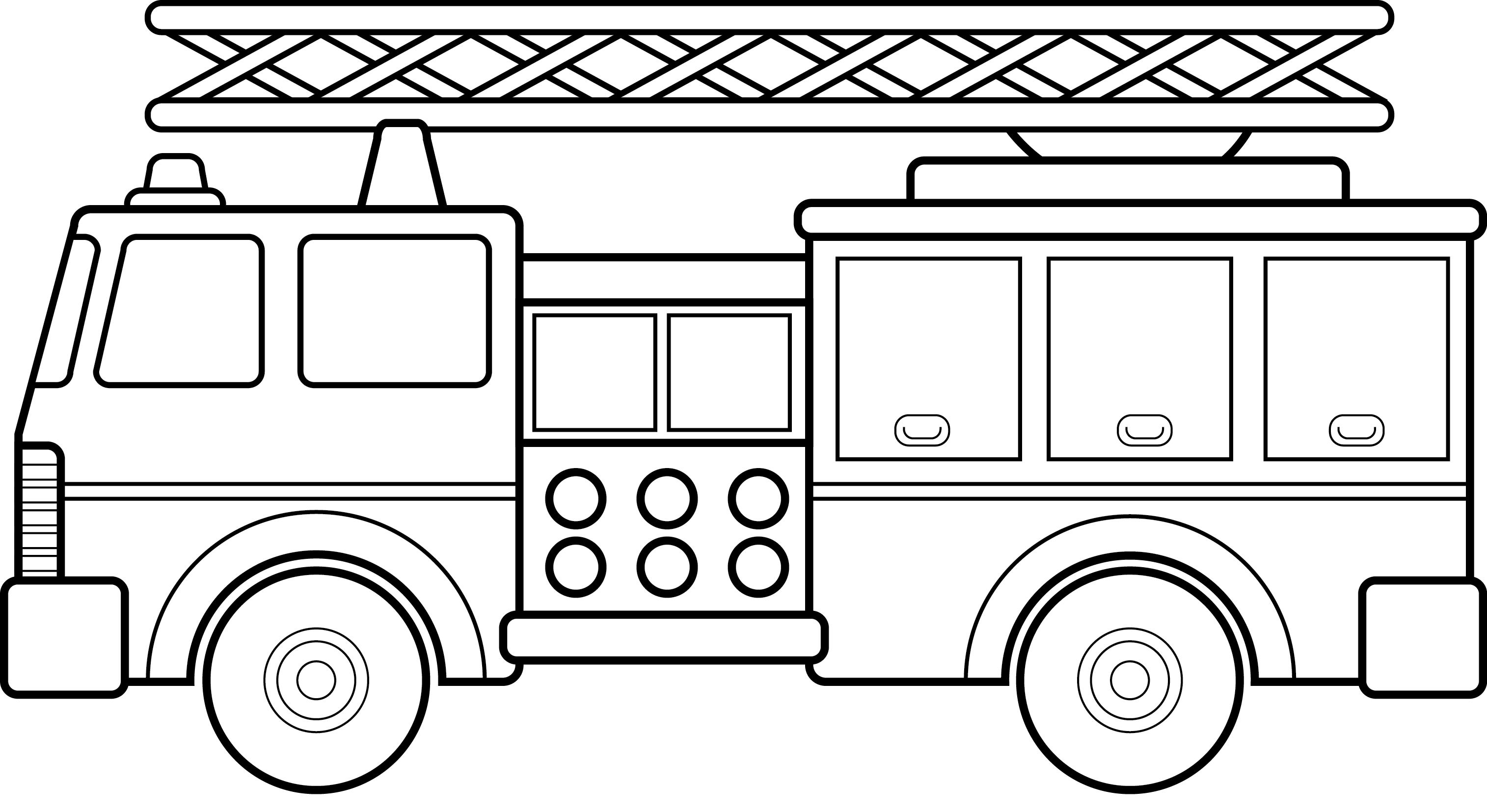 fire truck black and white clipart