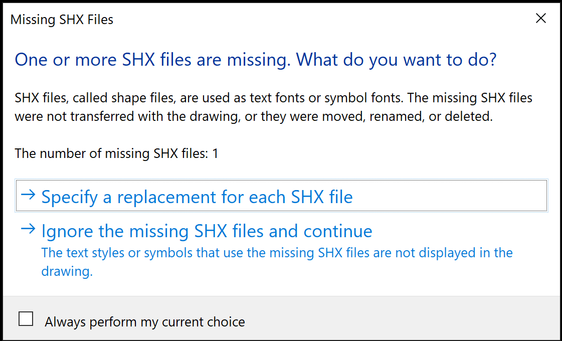 one or more shx files are missing