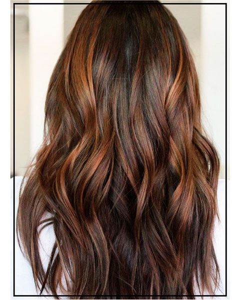 light brown balayage on dark hair