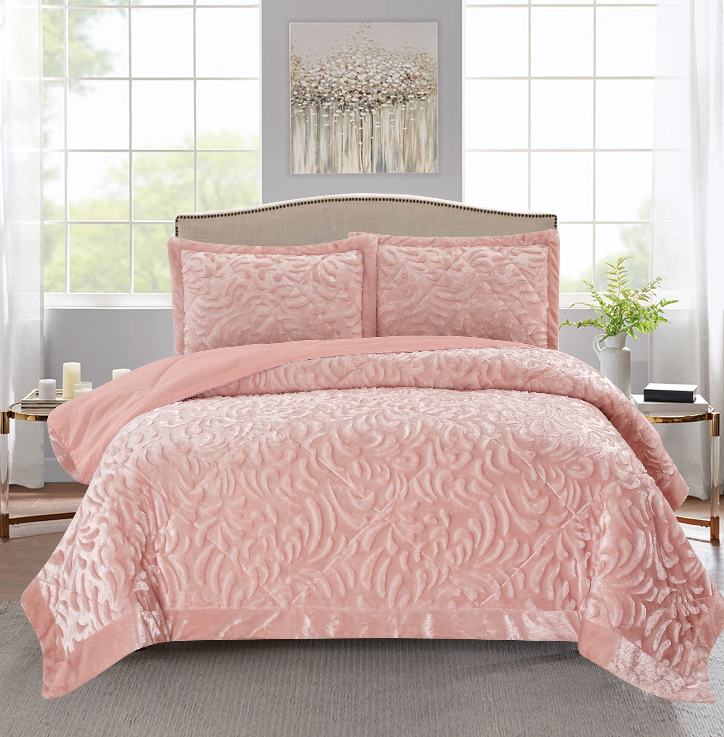 quilted bedspread pink