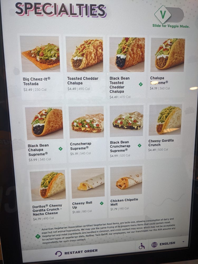 taco bell united states menu