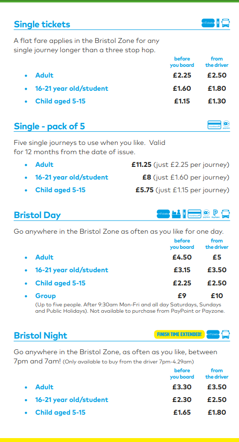 first bus prices