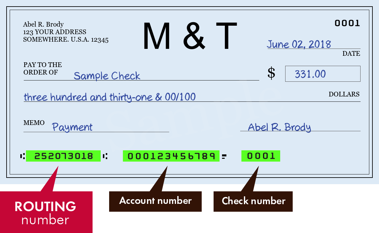 routing number m and t