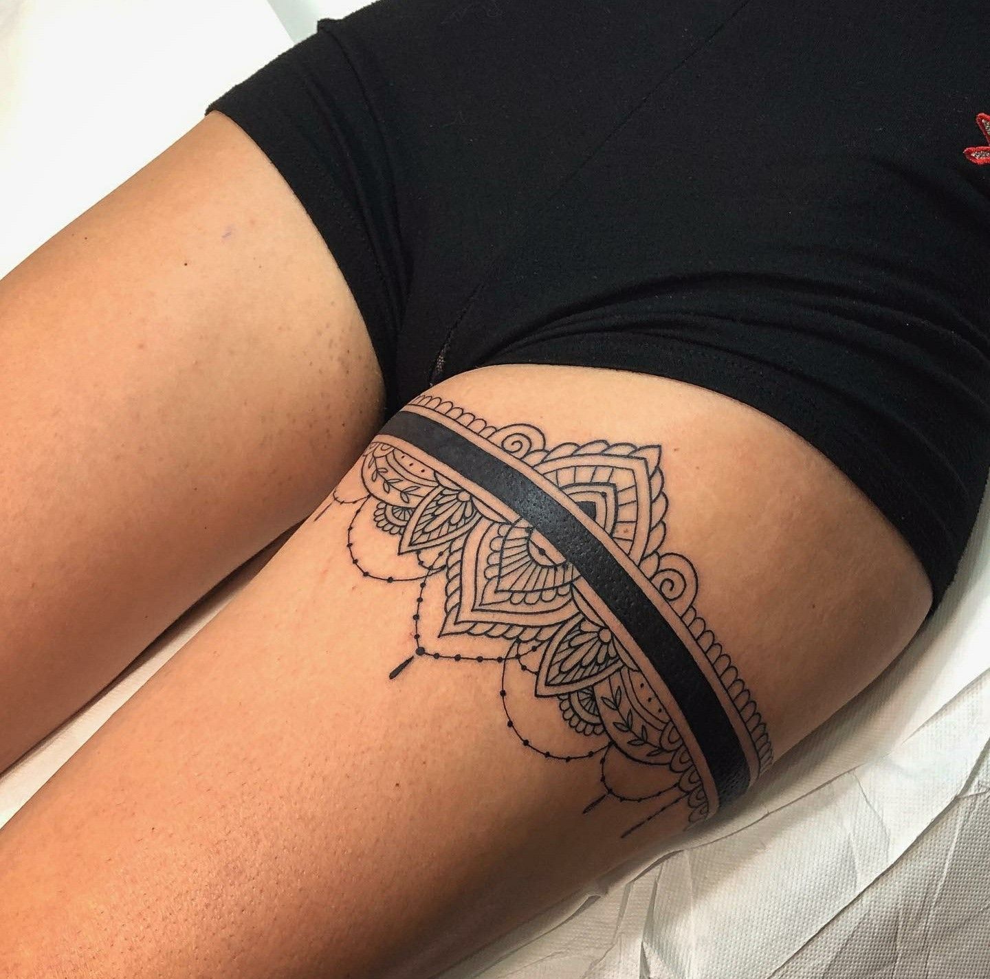 classy thigh band tattoos for females