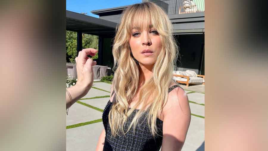 kaley cuoco bangs 2023