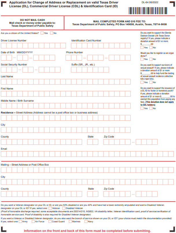 replacing lost drivers license texas