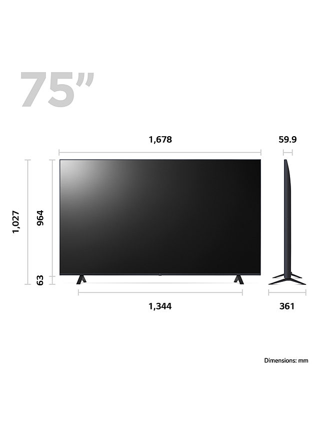 75 inch tv dimensions