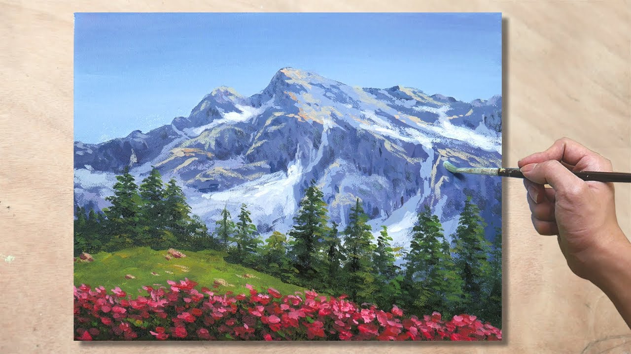 acrylic paint mountains