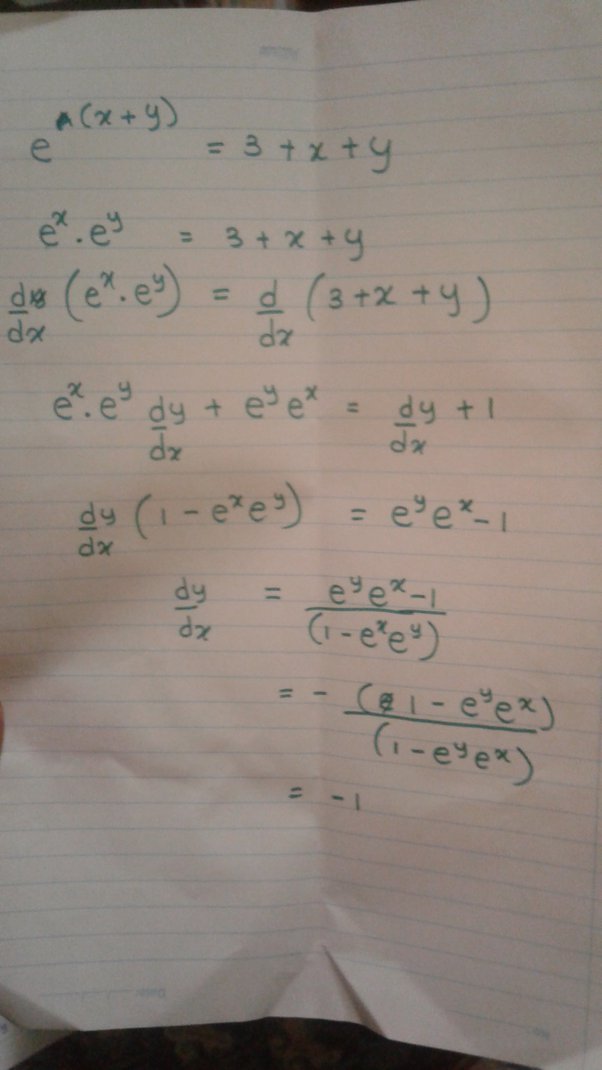 derivative of e xy with respect to y