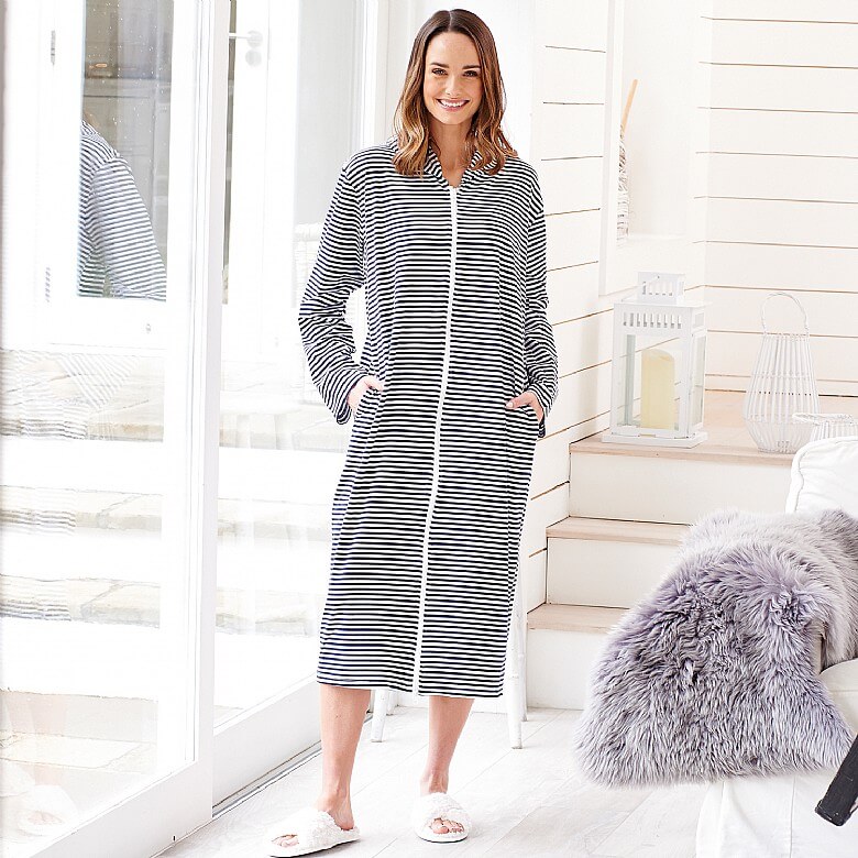 dressing gown with zip front