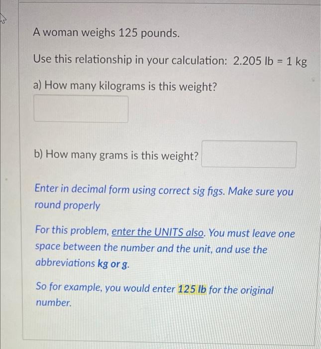 how many kilograms is 125 pounds