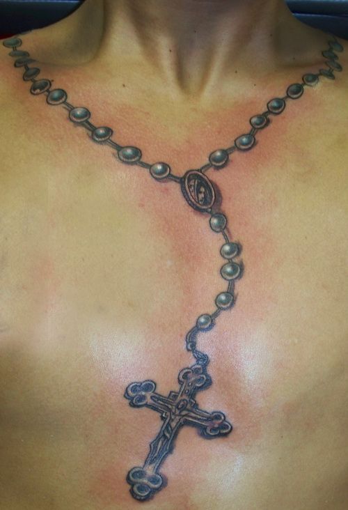 rosary neck tattoo