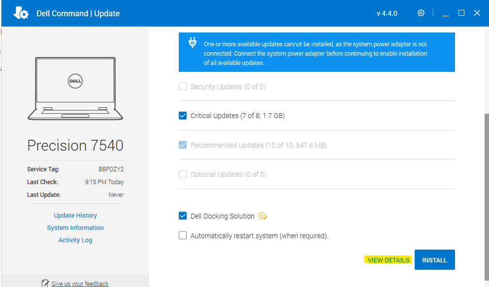 dell update command