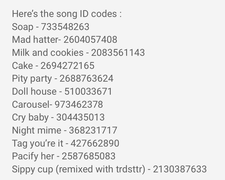 id codes for songs on roblox