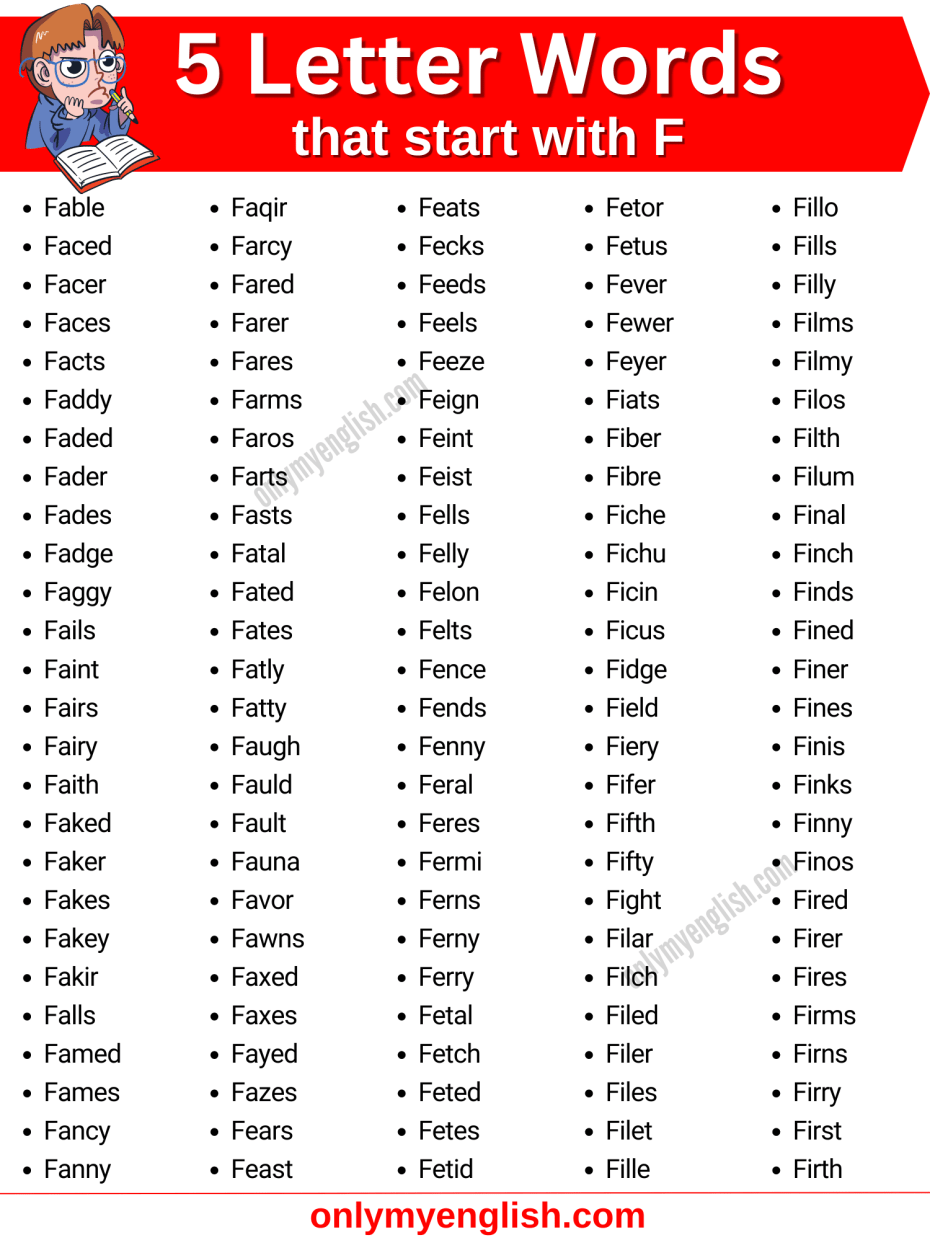 five letter word beginning with f