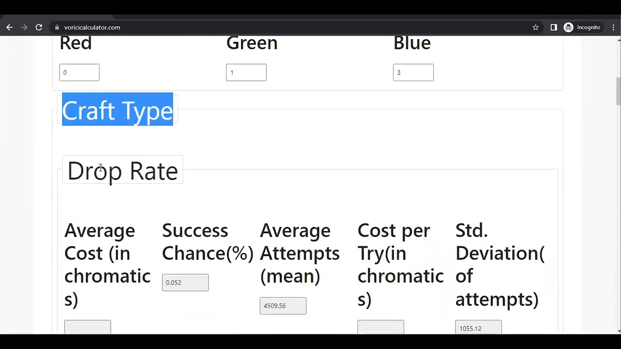 vorici calculator