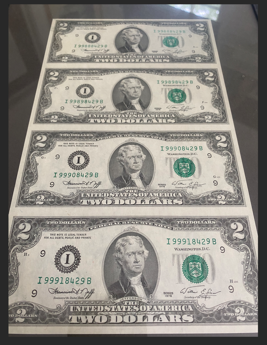 value of uncut 2 dollar bill sheet