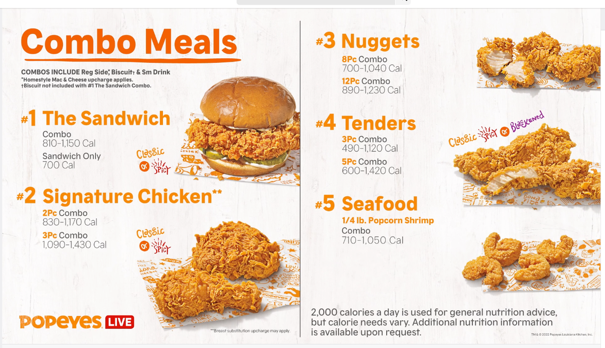 popeyes louisiana kitchen nutrition