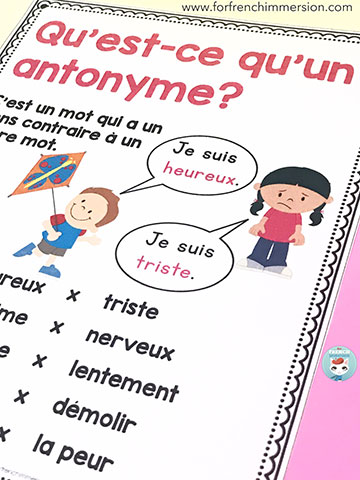 french antonyms dictionary