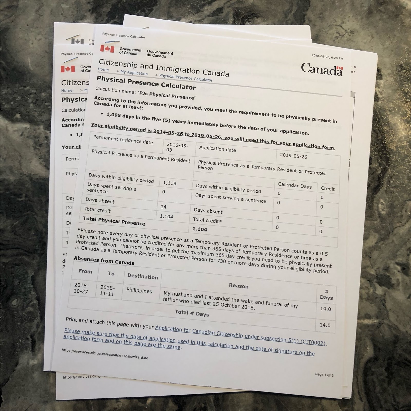 physical presence calculator cic