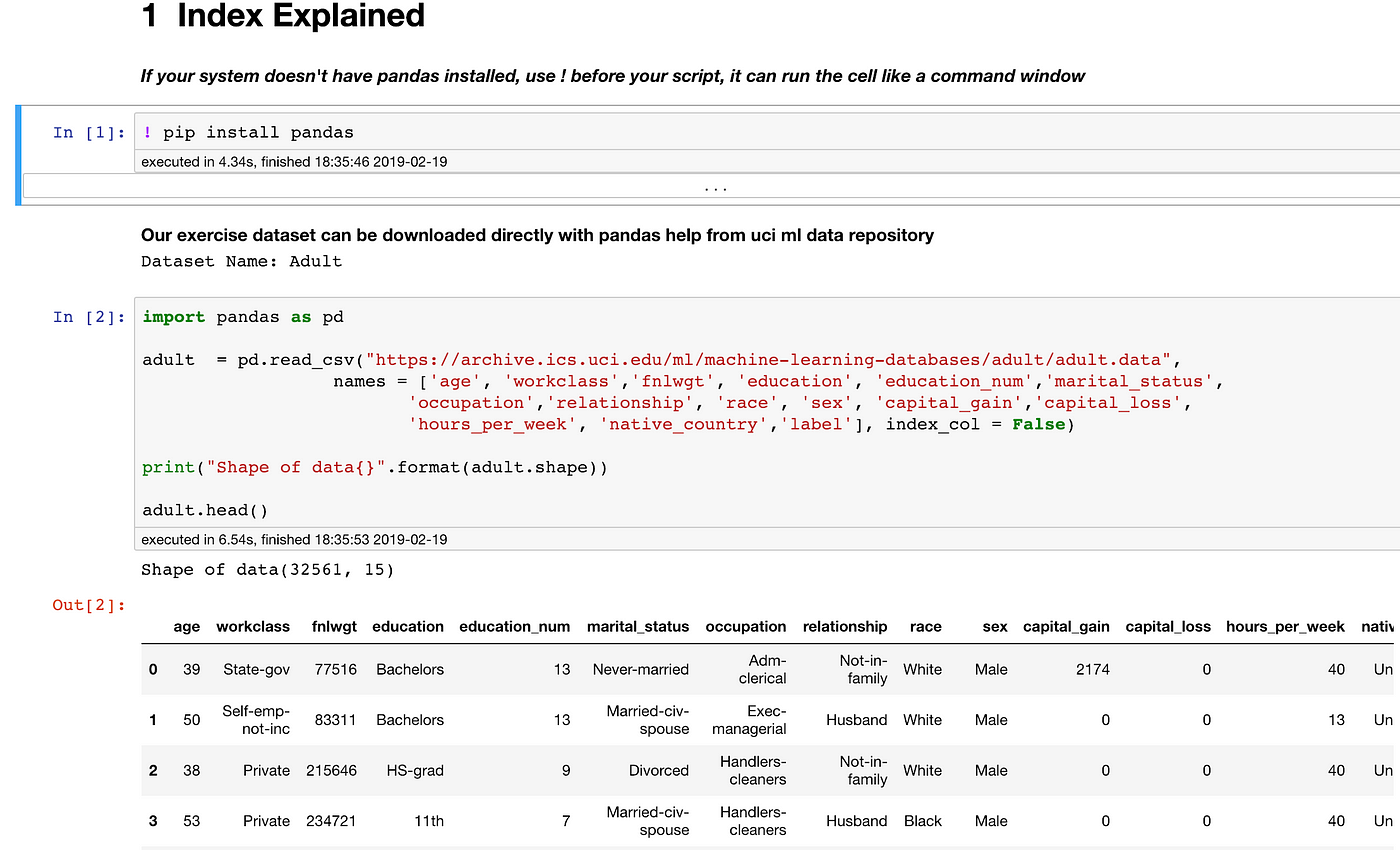 get index of a column in pandas